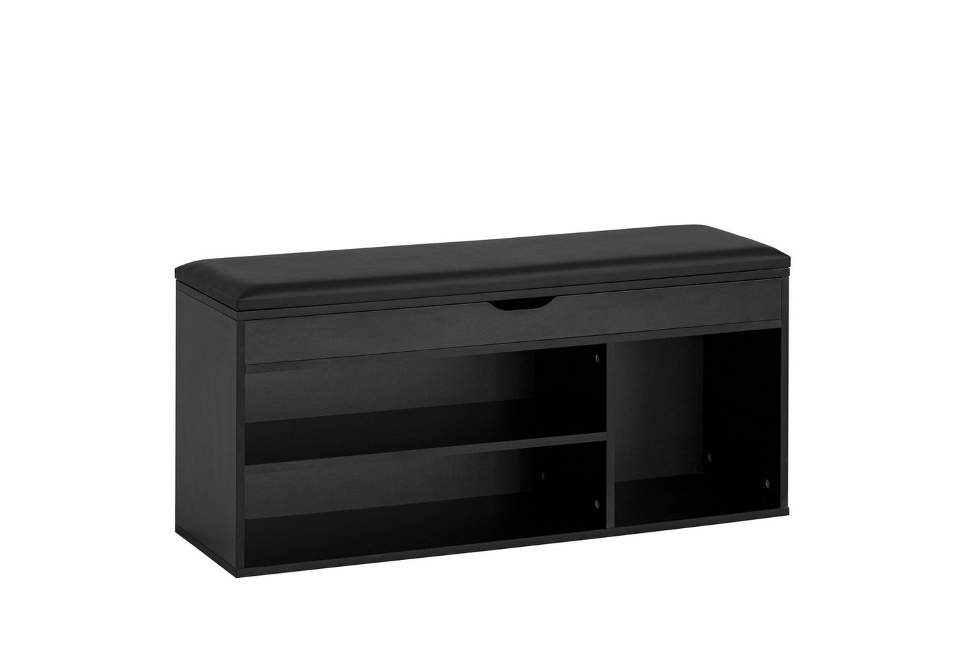 Wohnling Schuhbank WL7.222 (mit Sitzfläche Garderobenbank 104x51x32 cm Schwarz), Sitzbank Schmal Flur mit Stauraum, Truhenbank von Wohnling