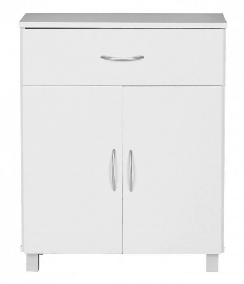 Wohnling Sideboard WL1.336 (SETE Weiß mit 2 Schubladen & 2 Türen 60x75x30 cm), Design Kommode Anrichte Flur-Schrank mit Griffen von Wohnling