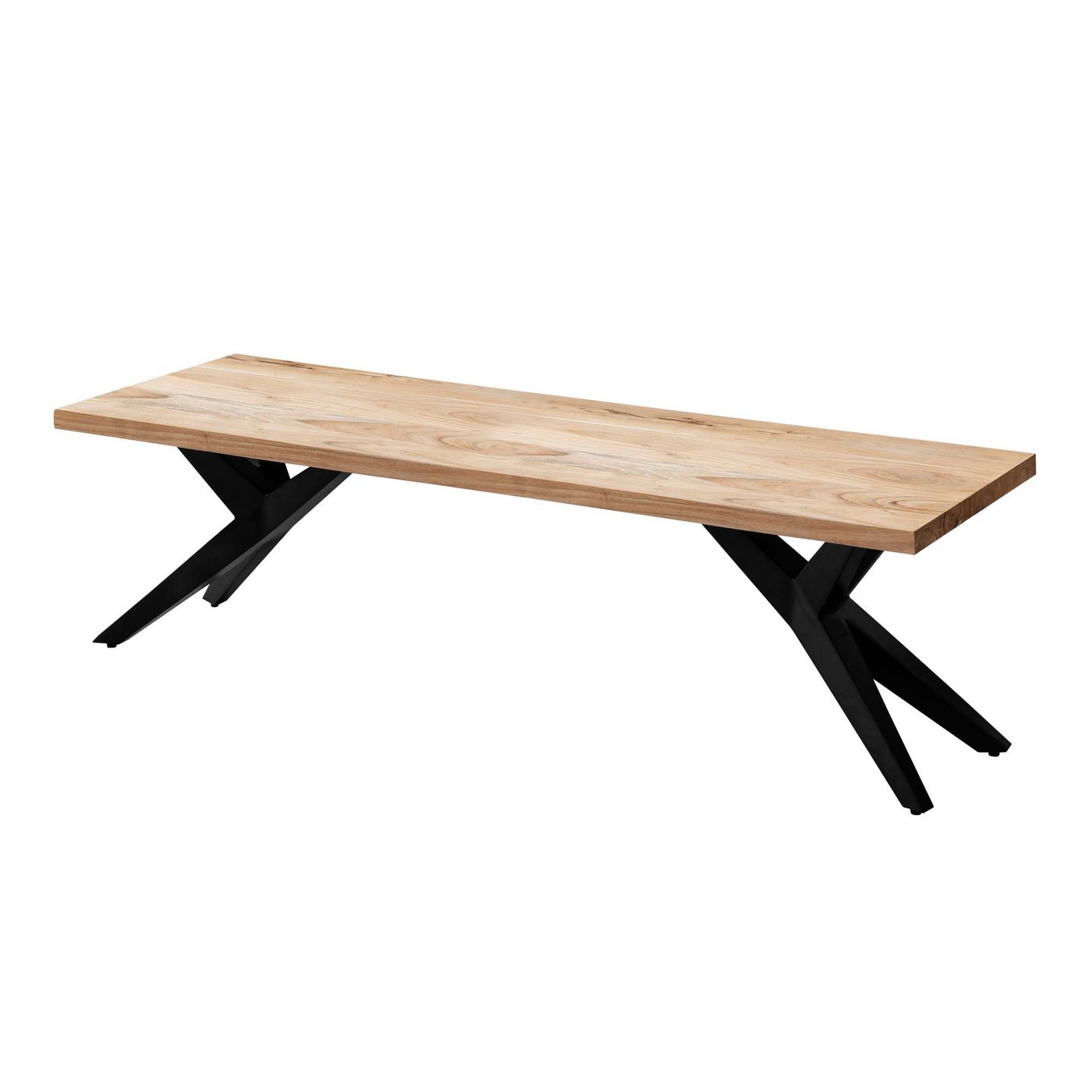 Wohnling Sitzbank Esszimmerbank 175x45x45 cm Akazie Massivholz Metall Loft-Style, (Esstischbank Holzbank Massiv ohne Lehne, Küchenbank Essbank), Esstischbank Holzbank Massiv ohne Lehne, Küchenbank Essbank von Wohnling
