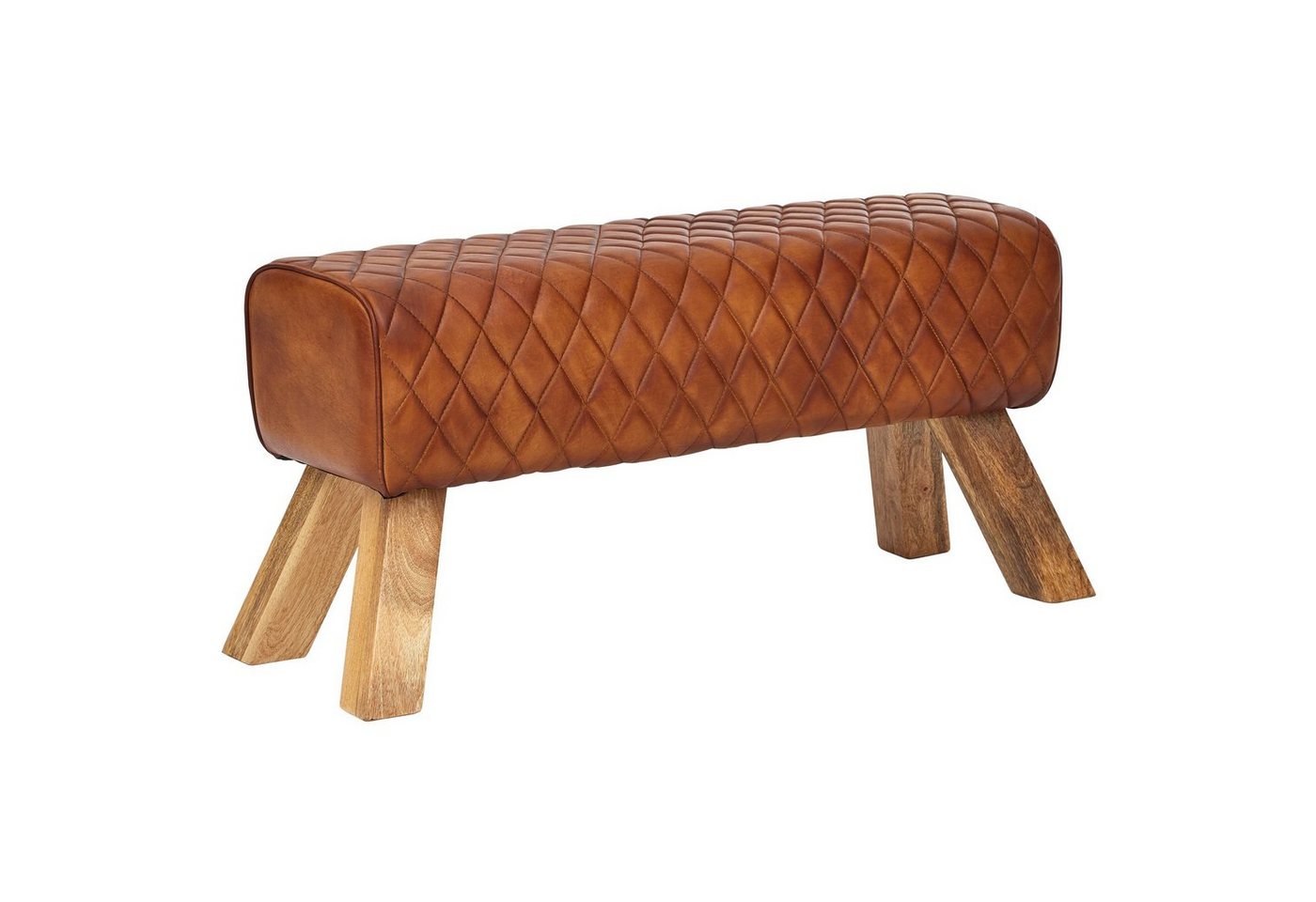Wohnling Sitzbank Sitzbank Echtleder / Massivholz 89x46x35 cm Leder Modern Turnbock, (Springbock Lederhocker, Sitzhocker Turnbank), Springbock Lederhocker, Sitzhocker Turnbank von Wohnling