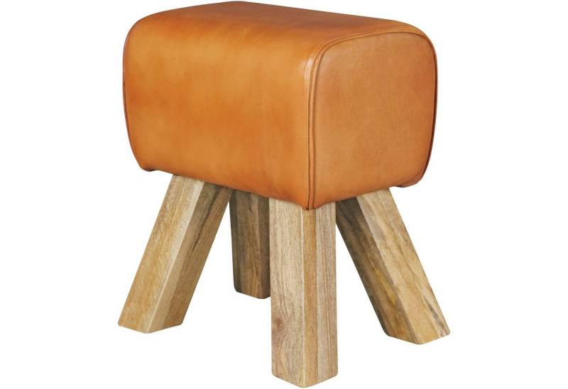 Wohnling Sitzhocker Design Turnbock Sitzhocker Braun 40 x 30 x 47 cm, Turnhocker Hocker (Lederhocker Springbock, Beistellhocker Echtleder), Lederhocker Springbock, Beistellhocker Echtleder von Wohnling