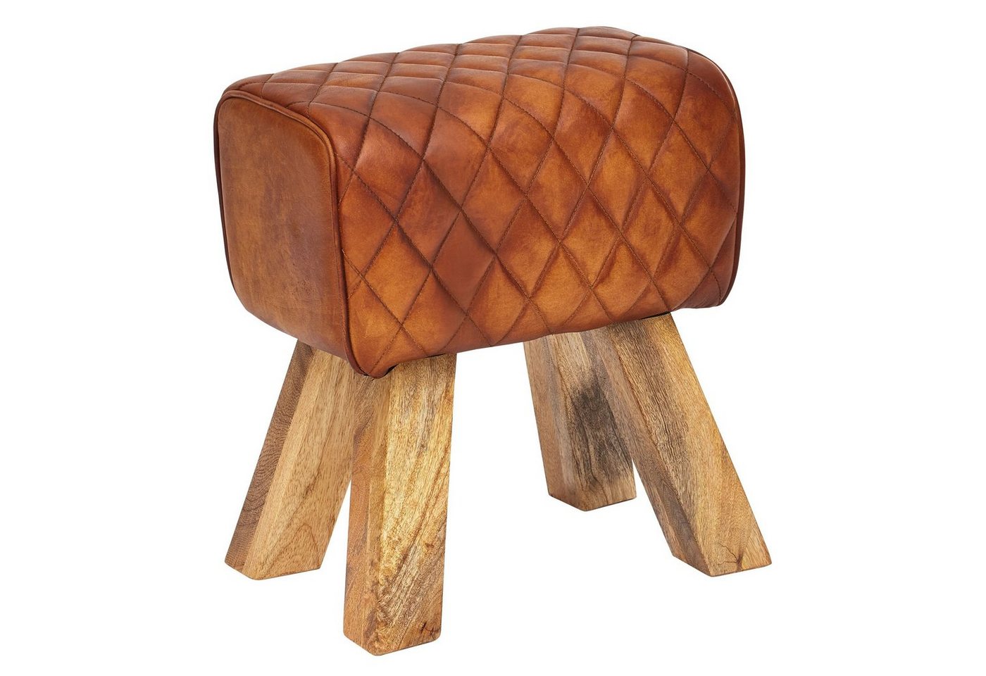 Wohnling Sitzhocker Sitzhocker Echtleder / Massivholz 40x48x27 cm Modern Fußhocker, (Turnbock Lederhocker Braun, Kleiner Hocker Gepolstert, Holzhocker mit), Turnbock Lederhocker Braun, Kleiner Hocker Gepolstert, Holzhocker mit von Wohnling