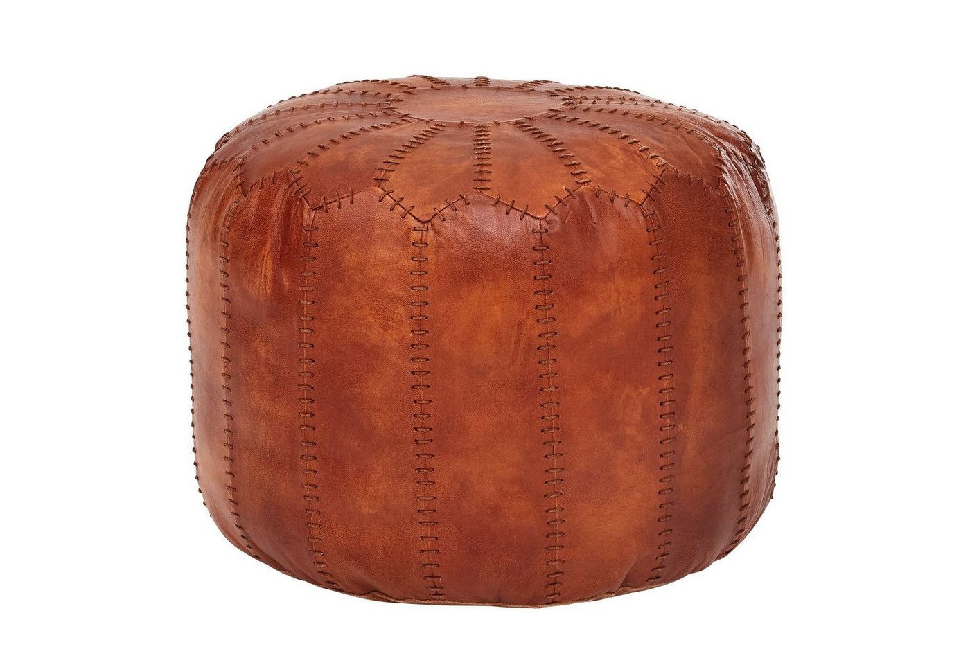 Wohnling Sitzhocker Sitzhocker Echtleder Braun 52 x 40 x 52 cm Ottomane Wohnzimmer, (Design Pouf Hocker Orientalisch, Polsterhocker Orient Beinablage), Design Pouf Hocker Orientalisch, Polsterhocker Orient Beinablage von Wohnling