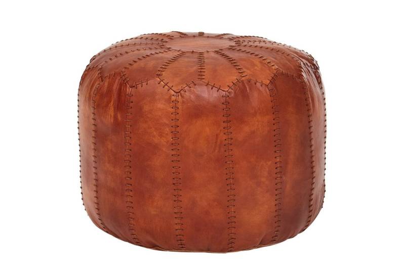 Wohnling Sitzhocker Sitzhocker Echtleder Braun 52 x 40 x 52 cm Ottomane Wohnzimmer, (Design Pouf Hocker Orientalisch, Polsterhocker Orient Beinablage), Design Pouf Hocker Orientalisch, Polsterhocker Orient Beinablage von Wohnling