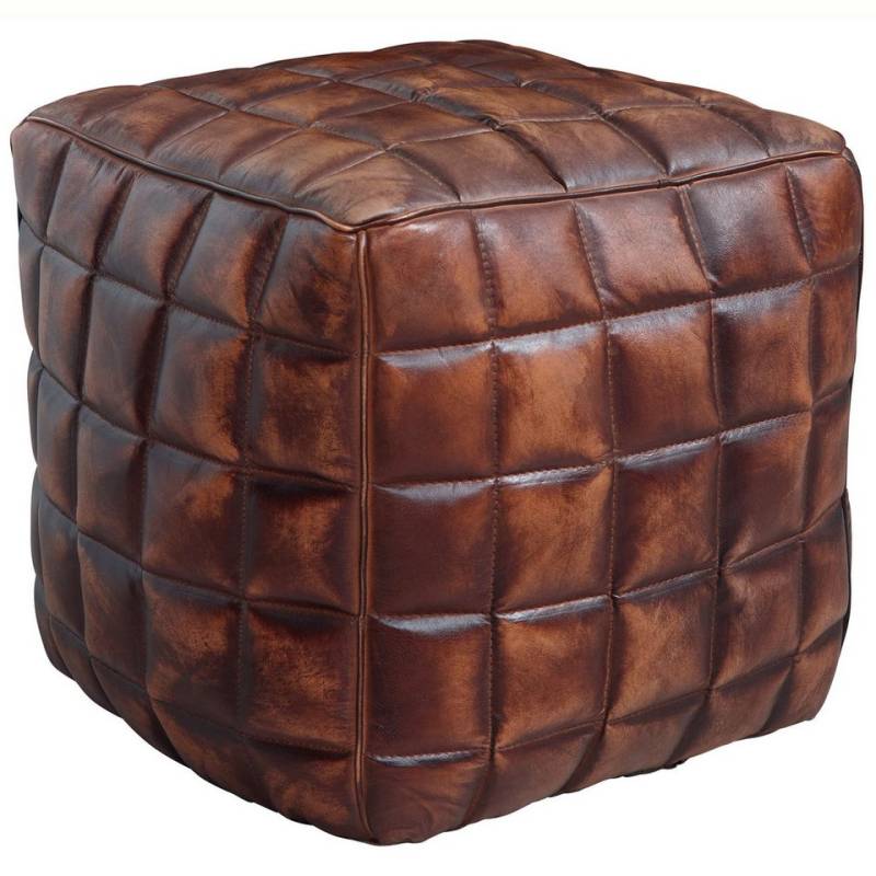 Wohnling Sitzwürfel WL5.331 (Echtleder Braun 39x41x39 cm Ottomane Wohnzimmer), Hocker Gepolstert Sitzhocker Beinablage Wohnzimmer von Wohnling
