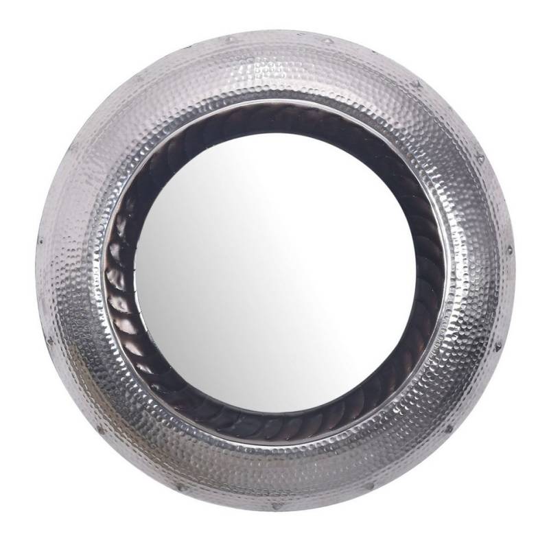 Wohnling Spiegel Wandspiegel 74 cm Metall Design Hängespiegel Silber, Aluminium (Dekospiegel Rund mit Rahmen Hammerschlag, Spiegel Wand Groß), Dekospiegel Rund mit Rahmen Hammerschlag, Spiegel Wand Groß von Wohnling