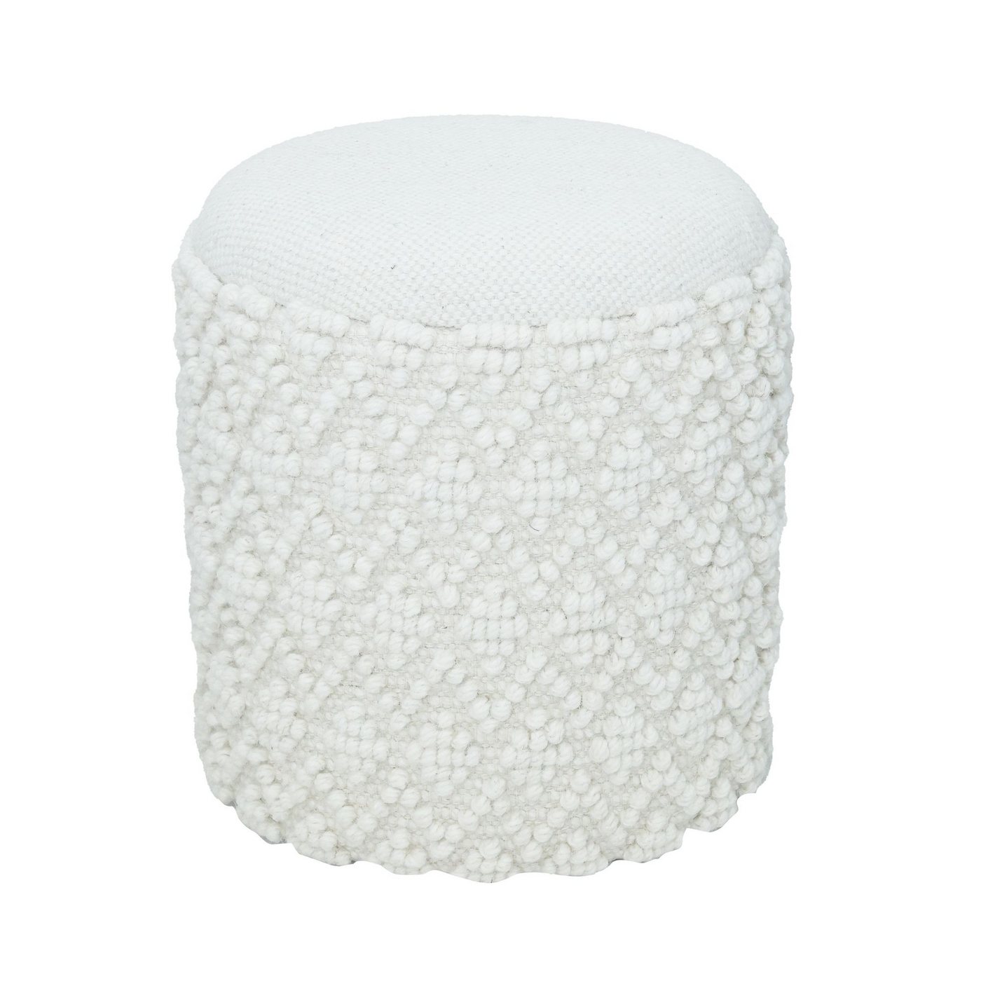 Wohnling Stauraumhocker WL7.420 (Stoff 40 cm, Hocker mit Stauraum Rund Modern), Dekohocker Weiß Klein, Sitzhocker Gepolstert von Wohnling