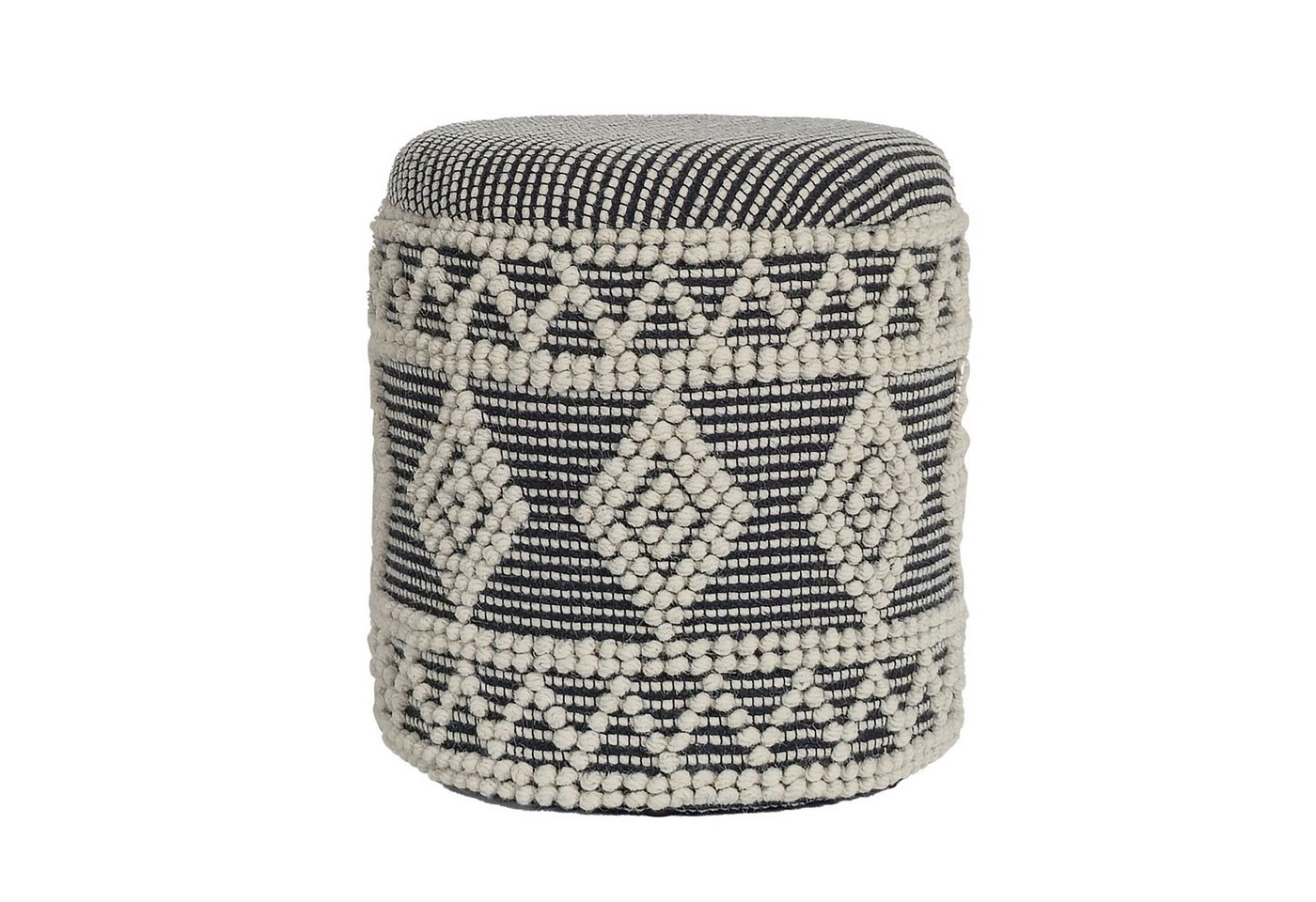 Wohnling Stauraumhocker WL7.421 (Stoff 40 cm, Hocker mit Stauraum Rund Modern), Dekohocker Grau Wolle, Sitzhocker Gepolstert von Wohnling