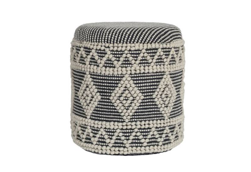 Wohnling Stauraumhocker WL7.421 (Stoff 40 cm, Hocker mit Stauraum Rund Modern), Dekohocker Grau Wolle, Sitzhocker Gepolstert von Wohnling