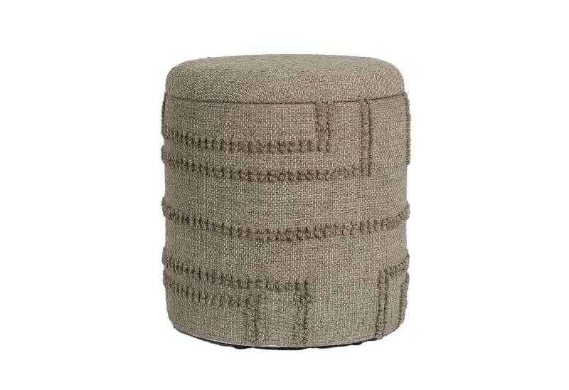Wohnling Stauraumhocker WL7.427 (Stoff 40 cm, Hocker mit Stauraum Rund Modern), Dekohocker Braun Wolle, Sitzhocker Gepolstert von Wohnling