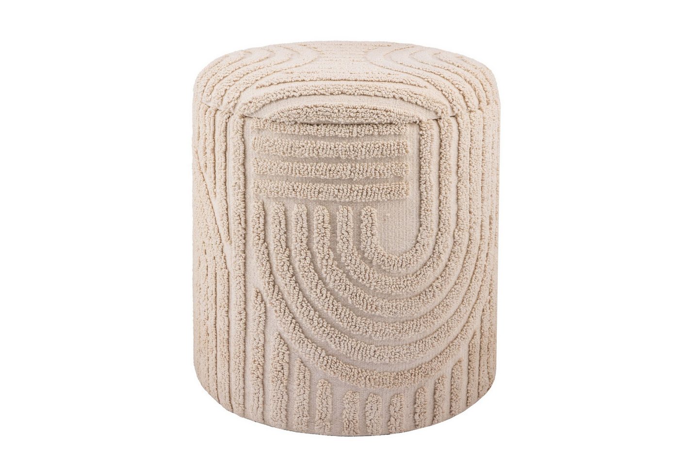 Wohnling Stauraumhocker WL7.428 (Stoff 40 cm, Hocker mit Stauraum Rund Modern), Dekohocker Beige Baumwolle, Sitzhocker Gepolstert von Wohnling