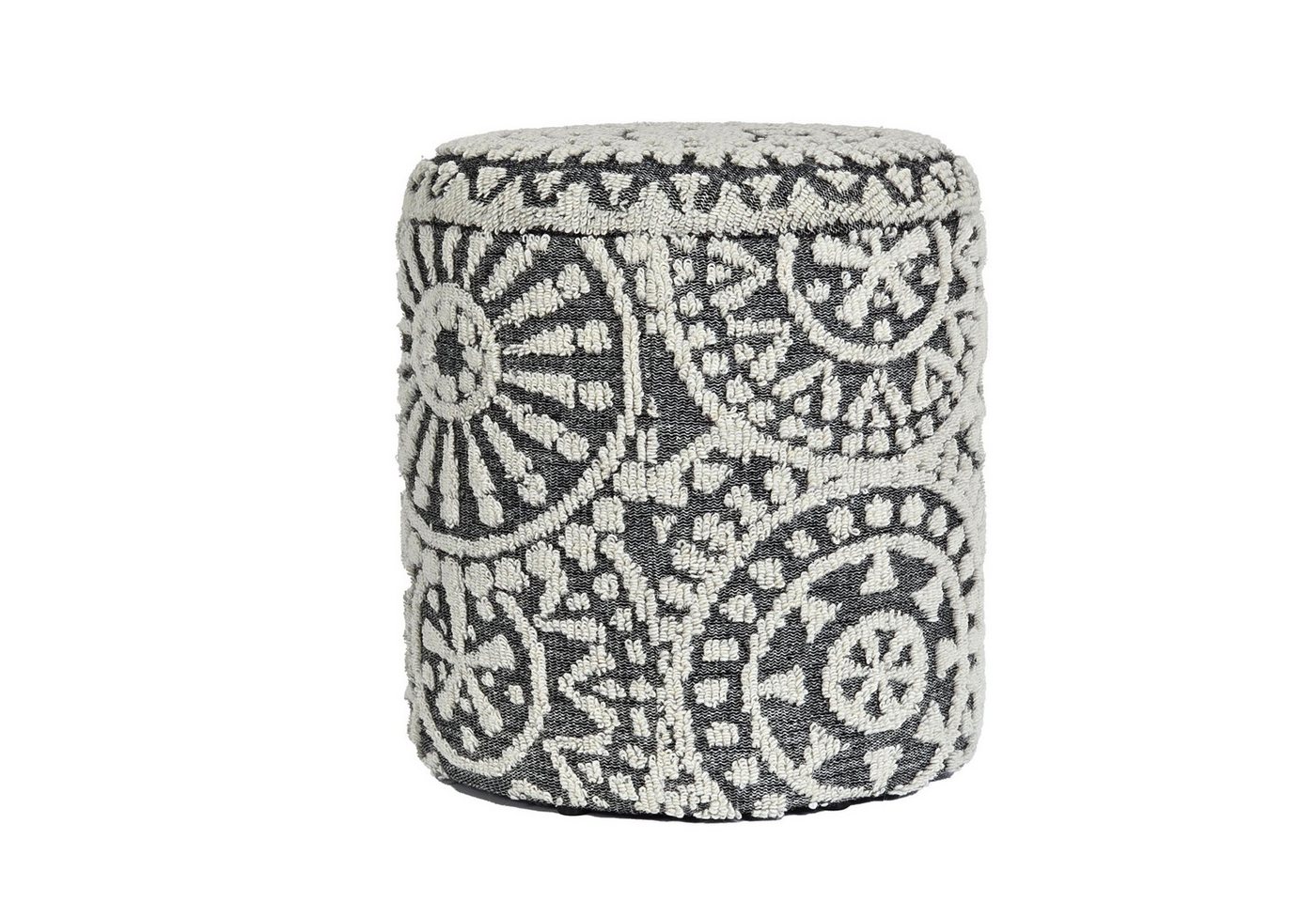 Wohnling Stauraumhocker WL7.429 (Stoff 40 cm, Hocker mit Stauraum Rund Modern), Dekohocker Grau Wolle, Sitzhocker Gepolstert von Wohnling