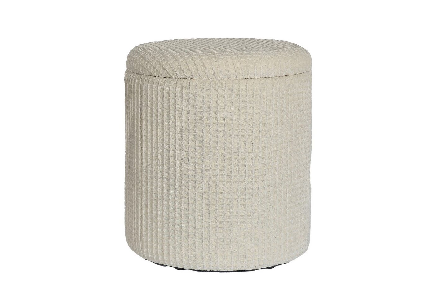 Wohnling Stauraumhocker WL7.430 (Stoff 40 cm, Hocker mit Stauraum Rund Modern), Dekohocker Beige Baumwolle, Sitzhocker Gepolstert von Wohnling