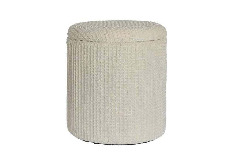 Wohnling Stauraumhocker WL7.430 (Stoff 40 cm, Hocker mit Stauraum Rund Modern), Dekohocker Beige Baumwolle, Sitzhocker Gepolstert von Wohnling