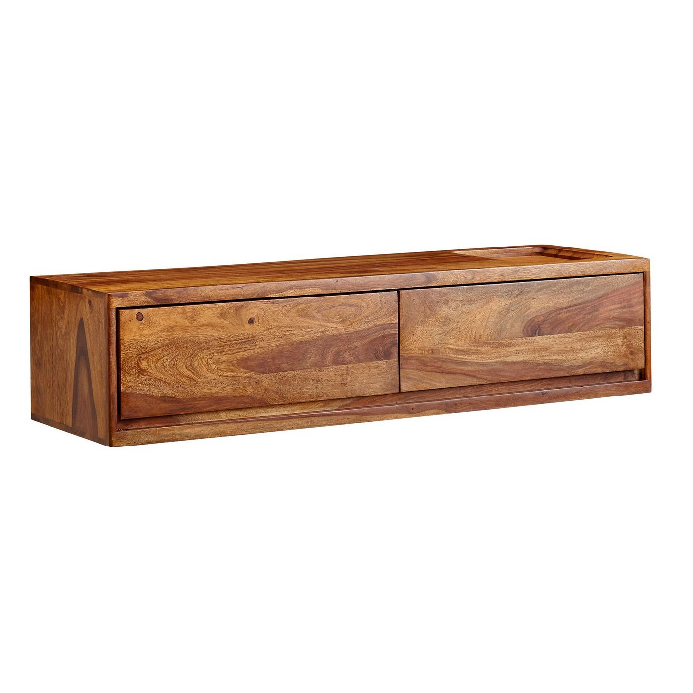 Wohnling TV-Board WL6.568 (Lowboard Hängend Sheesham Massivholz 108x25x34 cm), TV-Schrank mit Stauraum, Fernsehkommode Modern von Wohnling