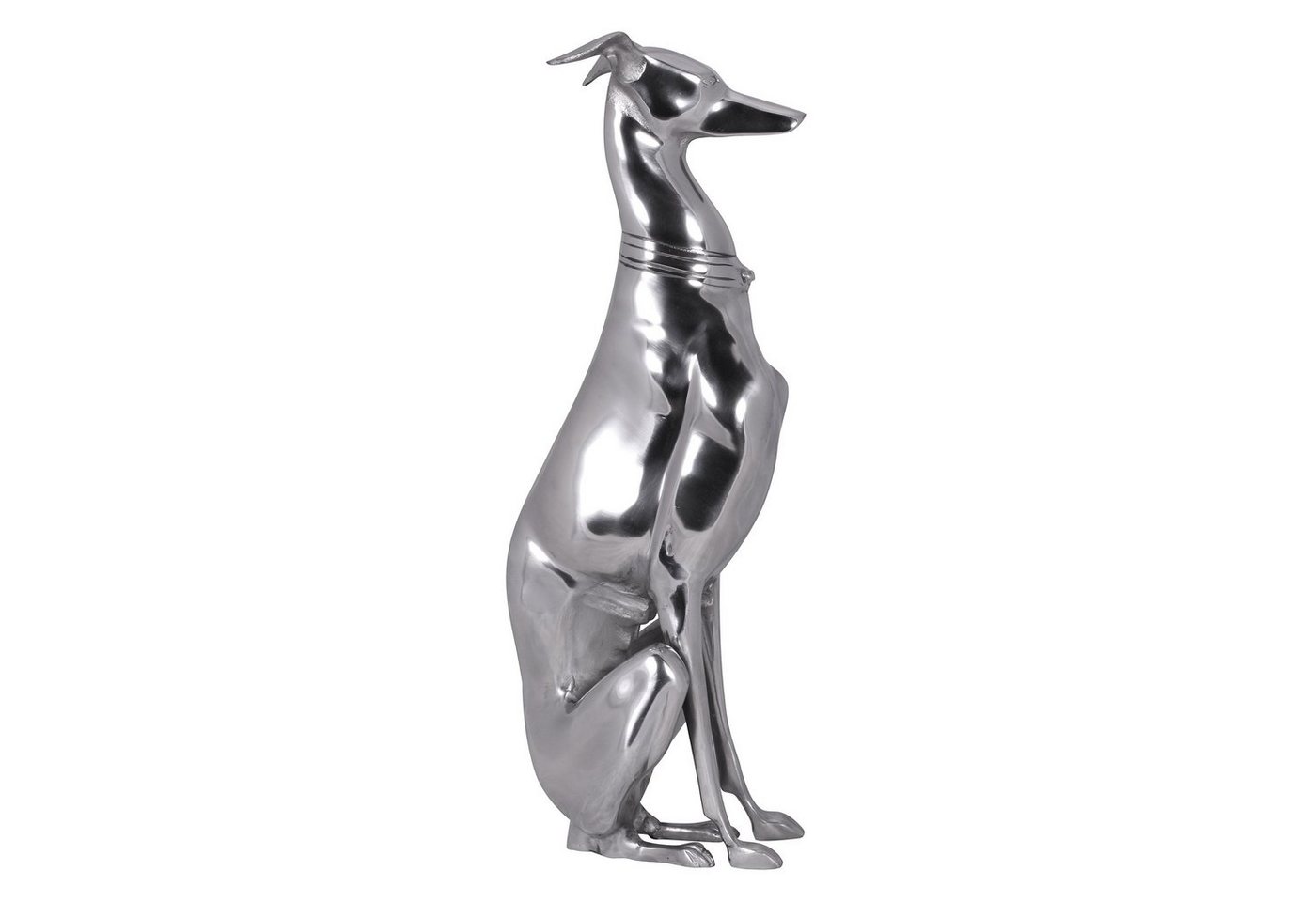 Wohnling Tierfigur WL1.251 (Windhund 18x70x25cm Aluminium Metall Silber Modern), Hundefigur Groß, Skulptur Hundestatue Dekoration von Wohnling