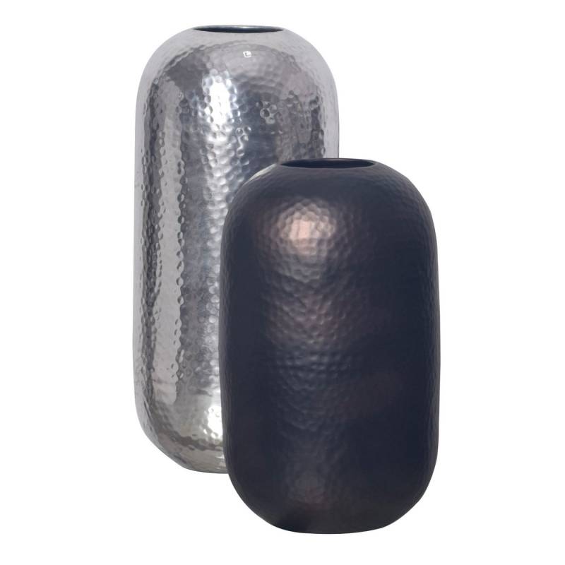 Wohnling Tischvase WL7.172 (2er Set Aluminium Silber Schwarz-Bronze Blumenvase), Dekovase Rund 2-teilig für Blumen Alu Tischvase von Wohnling