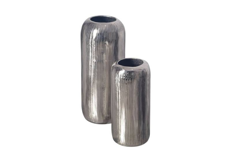 Wohnling Tischvase WL7.174 (2er Set Aluminium Silber Blumenvase), Dekovase Rund 2-teilig für Blumen Alu Tischvase von Wohnling