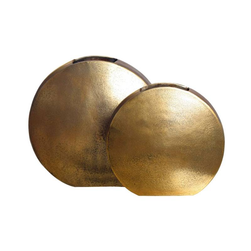 Wohnling Tischvase WL7.179 (2er Set Aluminium gold Blumenvase), Dekovase Rund 2-teilig für Blumen Alu Tischvase von Wohnling