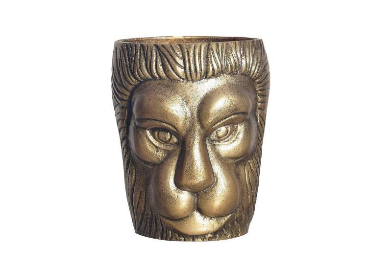 Wohnling Tischvase WL7.192 (Dekovase Löwenkopf 21 cm Aluminium Gold Modern), Alu Blumenvase Handgefertigt, Vase für Blumen von Wohnling