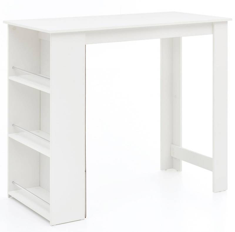 Wohnling Tresentisch WL5.732 (Weiß 120 x 107,5 x 60 cm, Stehtisch Spanplatte), Küchenbartisch Rechteckig, Bartisch mit Regal von Wohnling