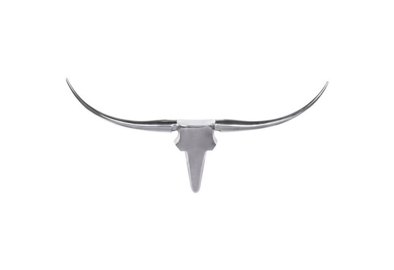 Wohnling Wanddekoobjekt Deko Geweih Bull M WL1.245 Silber 100 cm Aluminium Design Hörner, (Wanddekoration Stierkopf Horn Modern, Wandskulptur Geweih-Jagdtrophäe), Aluminium von Wohnling
