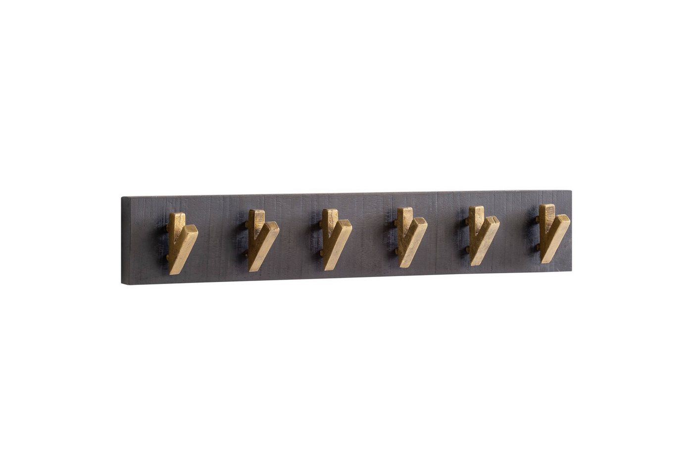 Wohnling Wandgarderobe Wandgarderobe Mango Massivholz / Metall 60 x 10 x 8 cm Schwarz Gold, (Hakenleiste für Jacken, Schals und Mützen, Flurgarderobe Wand), Hakenleiste für Jacken, Schals und Mützen, Flurgarderobe Wand von Wohnling