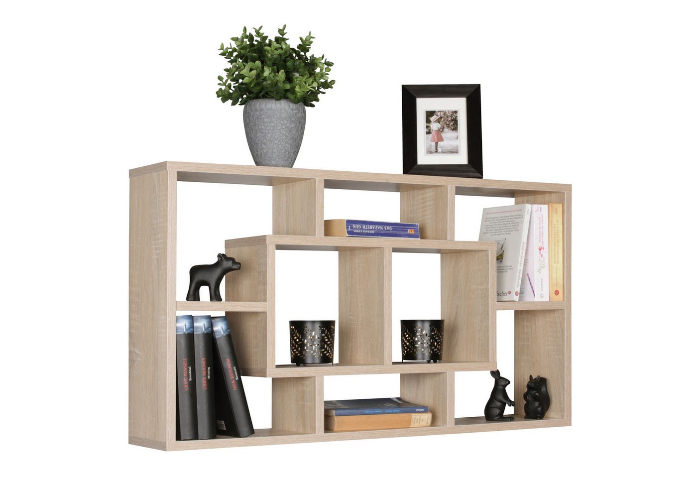 Wohnling Wandregal WL5.168, Sonoma 85x47,5x16 cm MDF-Holz, Hängeregal Modern, Wandboard Freischwebend Dekoregal Bücherregal Wand von Wohnling