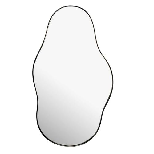 Wohnling Wandspiegel Asymmetrisch 40x80 cm Metall Design Hängespiegel Schwarz, Eisen Dekospiegel Unförmig mit Rahmen, Spiegel Wand Groß, Flurspiegel Garderobenspiegel Modern von Wohnling