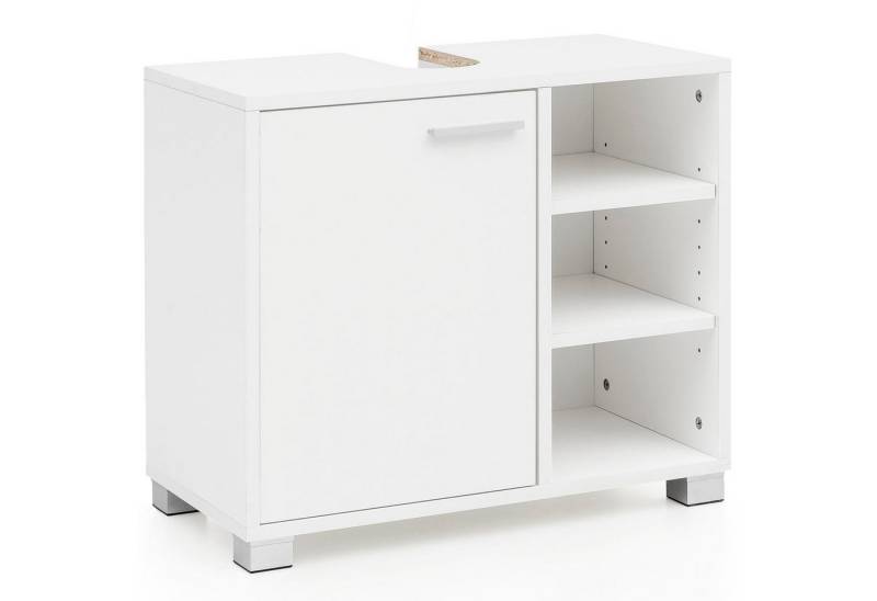 Wohnling Waschbeckenunterschrank Waschbeckenunterschrank 60x55x32cm Weiss Badschrank mit Tür, (Unterschrank Waschbecken Badezimmer, Waschtischunterschrank mit) Unterschrank Waschbecken Badezimmer, Waschtischunterschrank mit von Wohnling