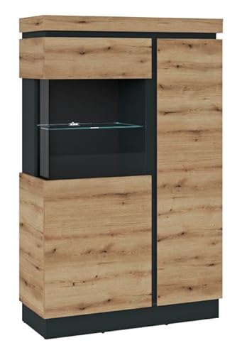 Wohnorama Corte CORV01L Vitrine 2Türen Kosmos grau/Coast Evoke Eiche von Wohnorama