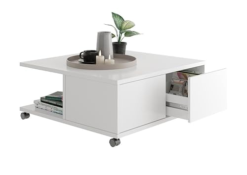 Wohnorama Twin 1 Couchtisch auf Rollen von FMD Weiss von Wohnorama