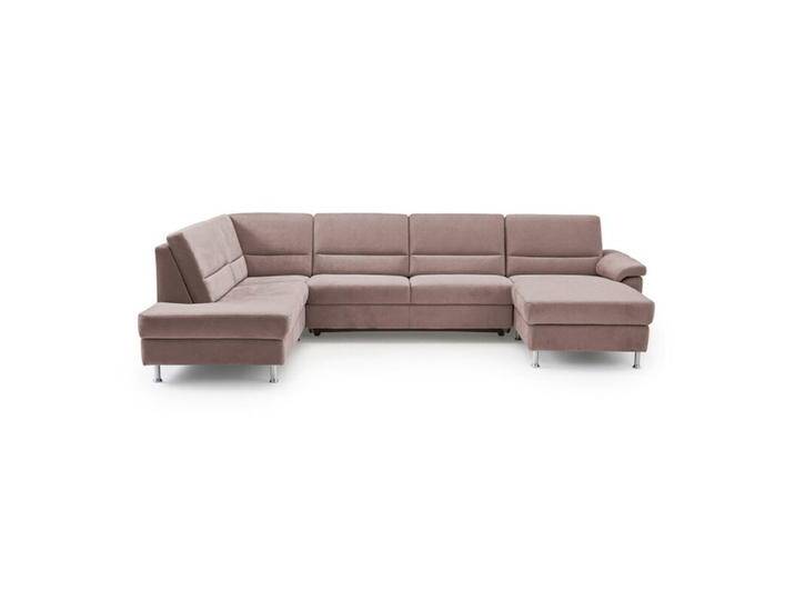 Calizza Interiors Onyx Wohnlandschaft optional mit Schlaffunktion und Bettkasten - Flachgewebe Eco-Soil 70 magnolie , Schlaffunktion , rechts von Wohnparc