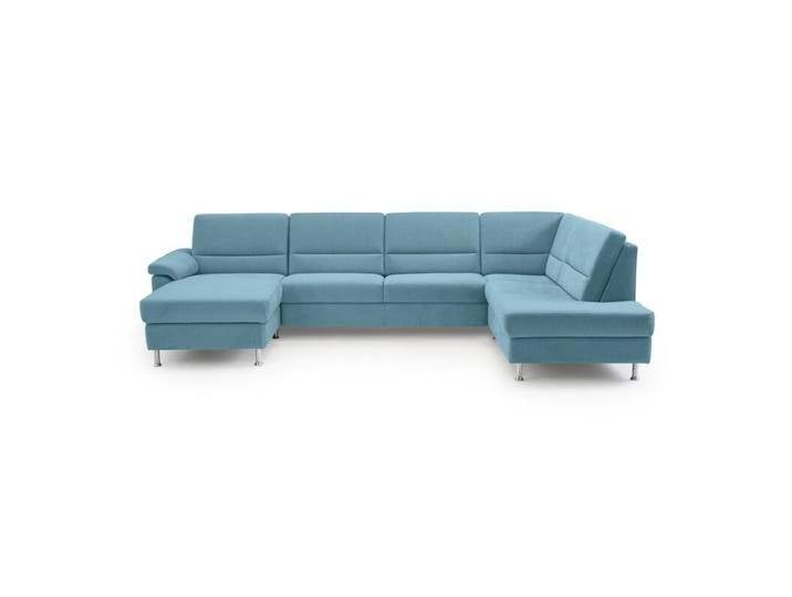 Calizza Interiors Onyx Wohnlandschaft optional mit Schlaffunktion und Bettkasten - Flachgewebe multicolor 1013 aqua , ohne Funktion , links von Wohnparc
