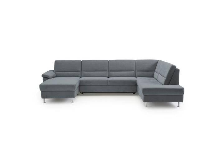 Calizza Interiors Onyx Wohnlandschaft optional mit Schlaffunktion und Bettkasten - Flachgewebe multicolor 1032 grey , Schlaffunktion , links von Wohnparc