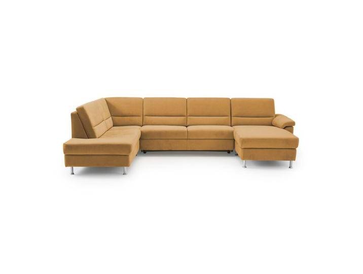 Calizza Interiors Onyx Wohnlandschaft optional mit Schlaffunktion und Bettkasten - Flachgewebe multicolor 1075 mais , Schlaffunktion , rechts von Wohnparc