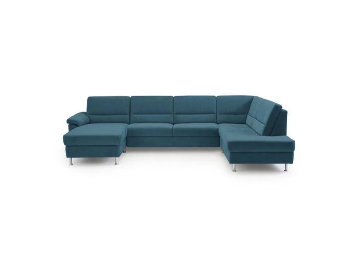 Calizza Interiors Onyx Wohnlandschaft optional mit Schlaffunktion und Bettkasten - Flachgewebe multicolor 1078 nachtblau , ohne Funktion , links von Wohnparc