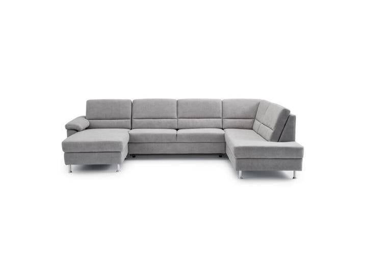 Calizza Interiors Onyx Wohnlandschaft optional mit Schlaffunktion und Bettkasten - Microfaser Bulus 32 silber , Schlaffunktion , links von Wohnparc