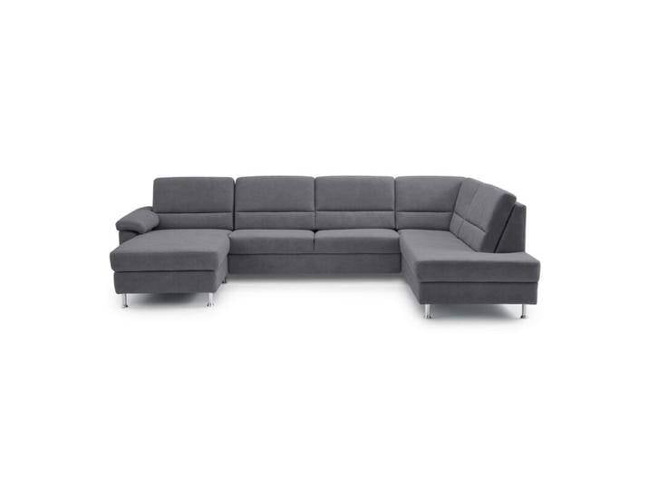 Calizza Interiors Onyx Wohnlandschaft optional mit Schlaffunktion und Bettkasten - Microfaser Bulus 9 anthrazit , ohne Funktion , links von Wohnparc