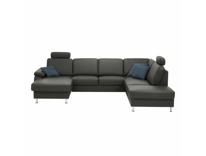 Couchliebe Prato Wohnlandschaft - Echtleder Torro anthrazit , ohne Funktion , inkl. Kopfstütze , Ja von Wohnparc