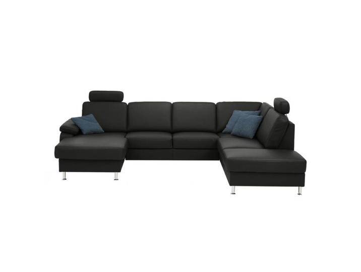 Couchliebe Prato Wohnlandschaft - Echtleder Torro schwarz , ohne Funktion , inkl. Kopfstütze , Ja, Modern, Zeitlos, ohne Funktion von Wohnparc