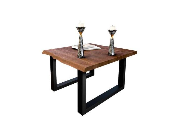 Liadomo Boston Couchtisch aus Akazie Massivholz mit verschiedenen Gestellen - Akazie massiv nuss lackiert , U-Gestell Metall schwarz , 90 x 90, Neues Produkt: Zum Start -13% im Preis gesenkt, Industrial, Natur von Wohnparc
