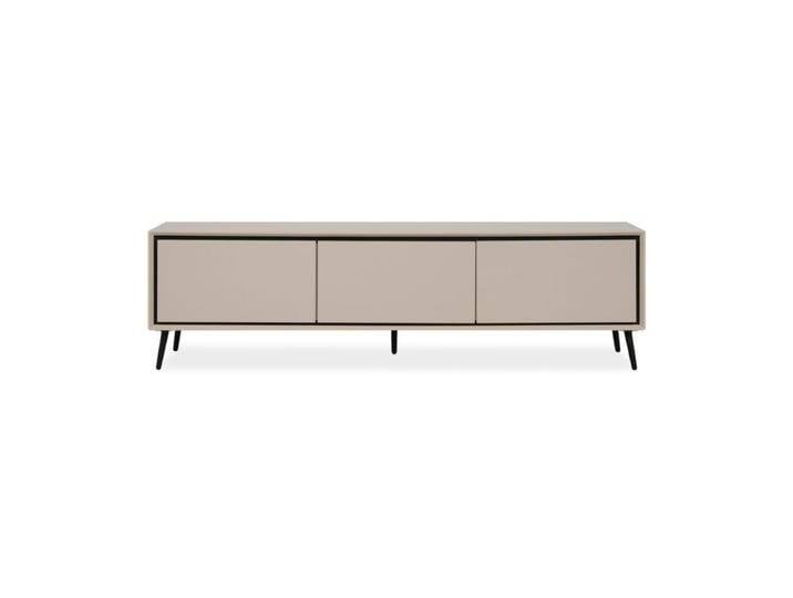 Liadomo Fona Lowboard mit 3 Klappen, Sideboard, in Beige, schwarze Absetzungen, minimalistisches Design, drei Fächer, grifflose Fronten, modern, geradlinig, Modern, Zeitlos von Wohnparc