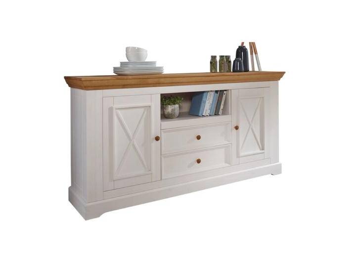 Liadomo Göteborg Sideboard II aus Massivholz im Landhaus-Stil - Kiefer massiv weiß gewachst, Natur, Rustikal, Skandinavisch von Wohnparc