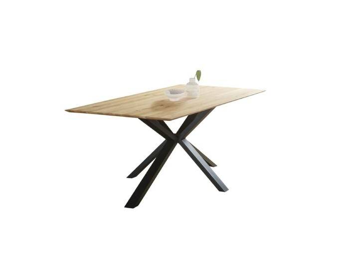 Liadomo Grenoble Esstisch aus massiver Wildeiche in verschiedenen Größen - 5 Fußvarianten und 4 Plattenformen - Jupiter-Gestell Metall schwarz , Wildeiche massiv geölt mit Schweizer Kante , 180 x 90, Esstisch, Esszimmer, verschiedene Metallgestelle, Größen und Tischplatten, Massivholz, individuelle Kanten, Unikat, individuell konfigurierbar, Industrial, Modern von Wohnparc