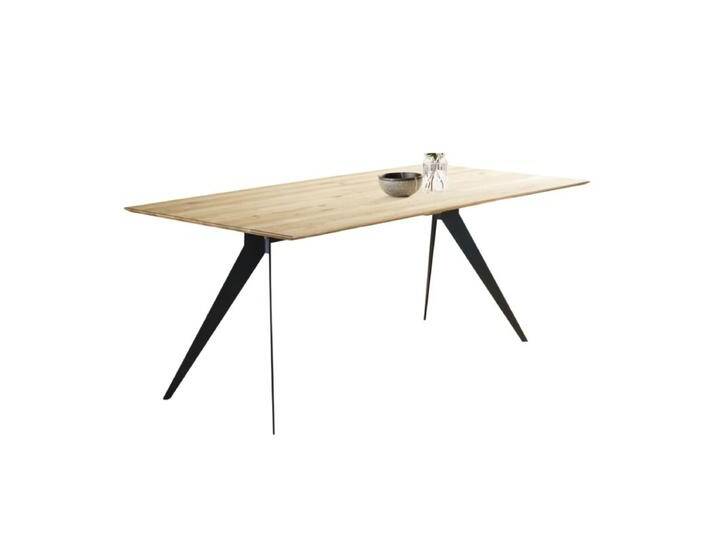 Liadomo Grenoble Esstisch aus massiver Wildeiche in verschiedenen Größen - 5 Fußvarianten und 4 Plattenformen - Modern-Gestell Metall schwarz , Wildeiche massiv geölt mit Schweizer Kante , 180 x 90, Esstisch, Esszimmer, verschiedene Metallgestelle, Größen und Tischplatten, Massivholz, individuelle Kanten, Unikat, individuell konfigurierbar, Industrial, Modern von Wohnparc