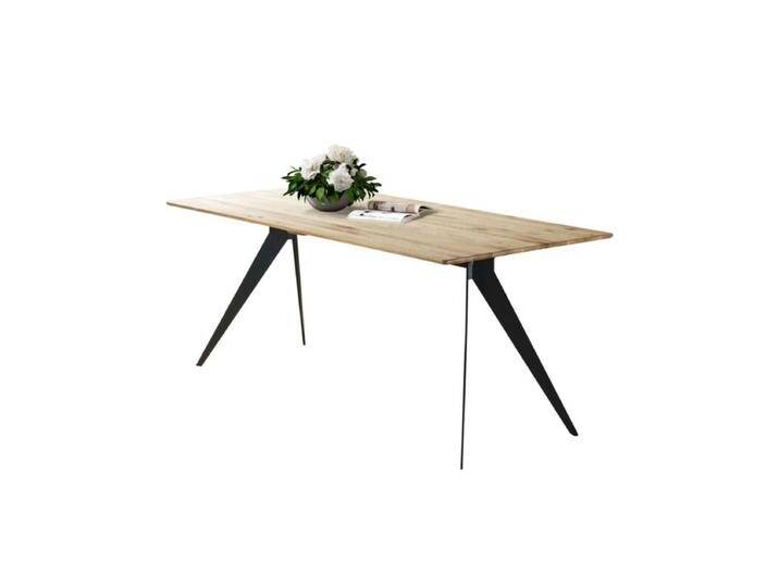 Liadomo Grenoble Esstisch aus massiver Wildeiche in verschiedenen Größen - 5 Fußvarianten und 4 Plattenformen - Modern-Gestell Metall schwarz , Wildeiche massiv geölt mit gesofteter Kante , 180 x 90, Esstisch, Esszimmer, verschiedene Metallgestelle, Größen und Tischplatten, Massivholz, individuelle Kanten, Unikat, individuell konfigurierbar, Industrial, Modern von Wohnparc