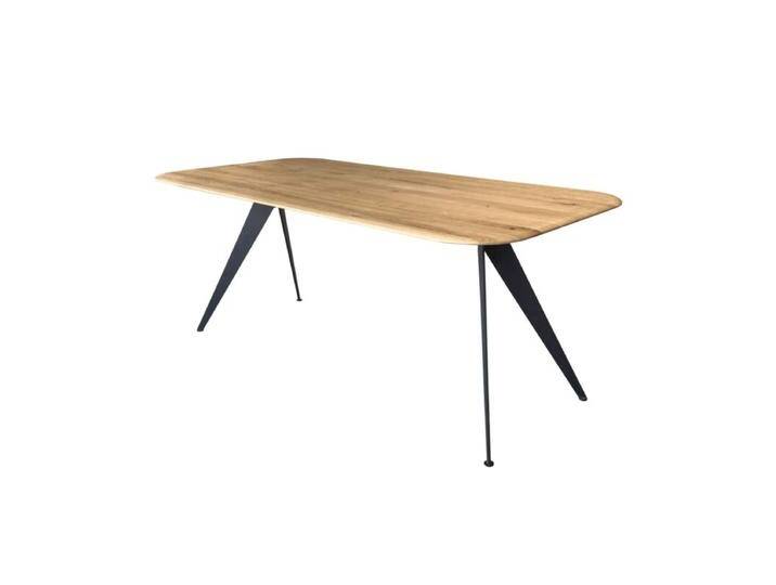 Liadomo Grenoble Esstisch aus massiver Wildeiche in verschiedenen Größen - 5 Fußvarianten und 4 Plattenformen - Modern-Gestell Metall schwarz , Wildeiche massiv geölt mit runder Kante R200 , 180 x 90, Esstisch, Esszimmer, verschiedene Metallgestelle, Größen und Tischplatten, Massivholz, individuelle Kanten, Unikat, individuell konfigurierbar, Industrial, Modern von Wohnparc