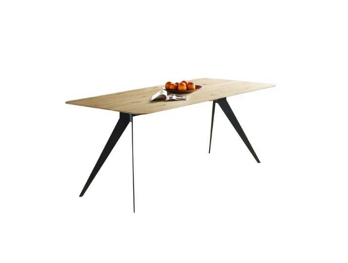 Liadomo Grenoble Esstisch aus massiver Wildeiche in verschiedenen Größen - 5 Fußvarianten und 4 Plattenformen - Modern-Gestell Metall schwarz , Wildeiche massiv geölt mit runder Kante R80 , 160 x 90, Esstisch, Esszimmer, verschiedene Metallgestelle, Größen und Tischplatten, Massivholz, individuelle Kanten, Unikat, individuell konfigurierbar, Industrial, Modern von Wohnparc