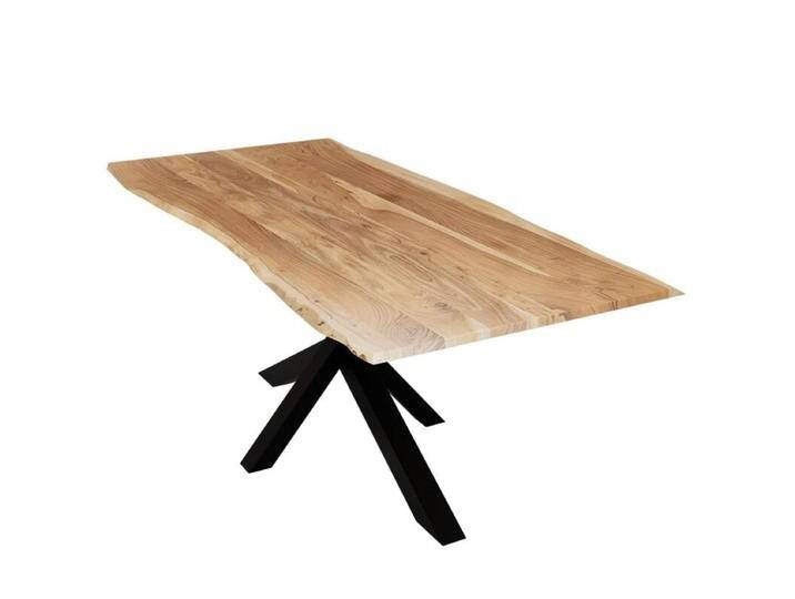 Liadomo Sammy Baumkantentisch Akazie Massivholz mit 26 mm Platte - Spider-Gestell Metall schwarz , 180 x 90, Esstisch, Esszimmer, verschiedene Metallgestelle und Größen, robust, langlebig, pflegeleicht, geeignet für große und kleine Essbereiche, Unikat, Industrial, Natur von Wohnparc